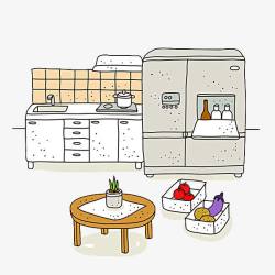 冰箱蔬菜厨房插画高清图片