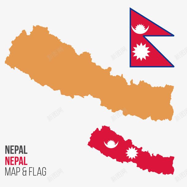 尼泊尔地图png免抠素材_新图网 https://ixintu.com 亚洲国家 国旗 尼泊尔 彩色 矢量地图