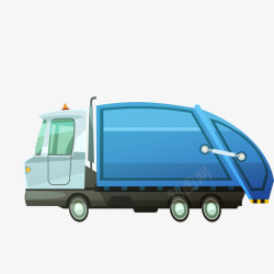 垃圾扁平卡通蓝色的垃圾车矢量图高清图片