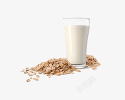 装牛奶的玻璃杯牛奶麦片高清图片