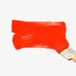 涂料刷墙一把红色的刷子高清图片