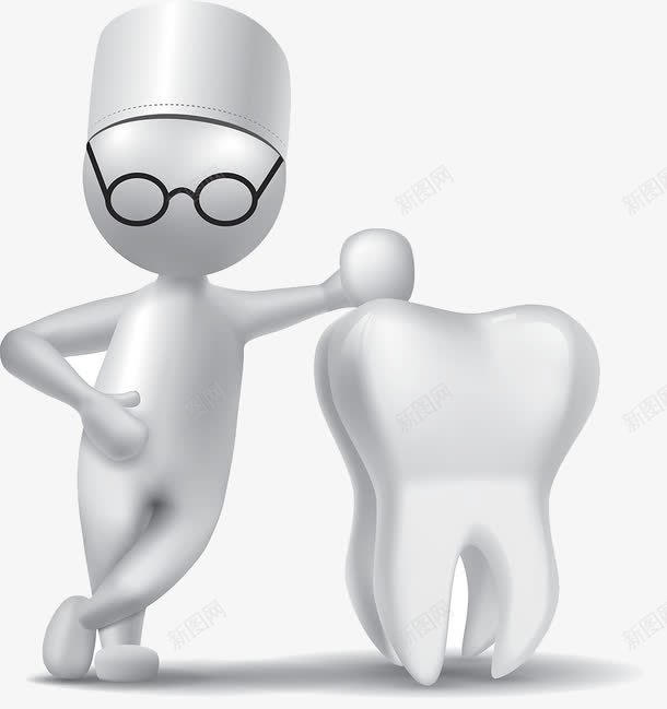 3D小人牙医png免抠素材_新图网 https://ixintu.com 3D小人 口腔检查 牙医 牙齿检查 牙齿模型 眼镜 蛀牙 诊所