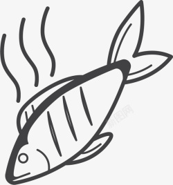 卡通烤鱼烤鱼熟食图标高清图片