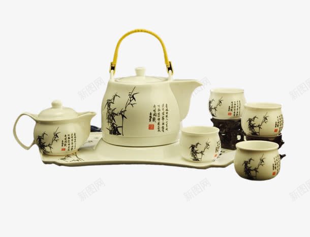 一套茶具png免抠素材_新图网 https://ixintu.com 产品实物 茶具 茶几 茶壶 茶杯