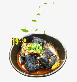 碗豆腐碗里的臭豆腐美食高清图片