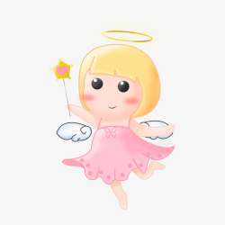 粉色天使手绘可爱的小女孩高清图片