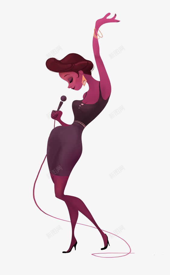 歌手png免抠素材_新图网 https://ixintu.com 卡通 完美身材 性感身材 手绘 美女腰 苗条的女生 音乐