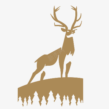 站在高处观望的长角的鹿的插画png免抠素材_新图网 https://ixintu.com 插画 站在 观望 长角 高处 鹿