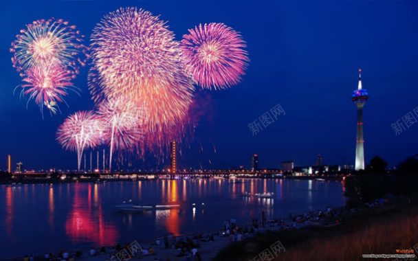 都市城市夜景烟花烟火背景