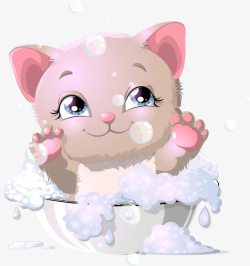 可爱泡泡洗澡的猫咪高清图片