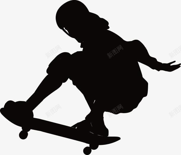 轮滑滑板剪影png免抠素材_新图网 https://ixintu.com 少女 滑板 轮滑剪影 运动
