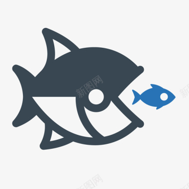黑色大鱼吃小鱼元素矢量图图标图标