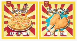 炸鸡菜谱手绘披萨矢量图高清图片