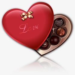 红色爱情爱心巧克力礼盒素材