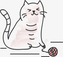 简笔画小猫玩球的猫咪矢量图高清图片