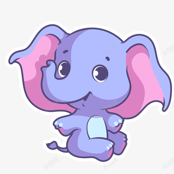 卡通紫色的大象动物png免抠素材_新图网 https://ixintu.com Q版大象 动物园 卡通 大耳朵 大象 大象正面 手绘 紫色
