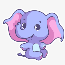 卡通紫色的大象动物素材