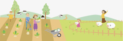 插图农地种植浇水的人卡通插图农地摘蔬菜高清图片