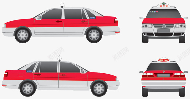 带有红色的汽车的出租车形象psd免抠素材_新图网 https://ixintu.com 三视图 可爱出租车 城市形象 平面宣传 形象 感觉 汽车三视图 漫画 造型设计