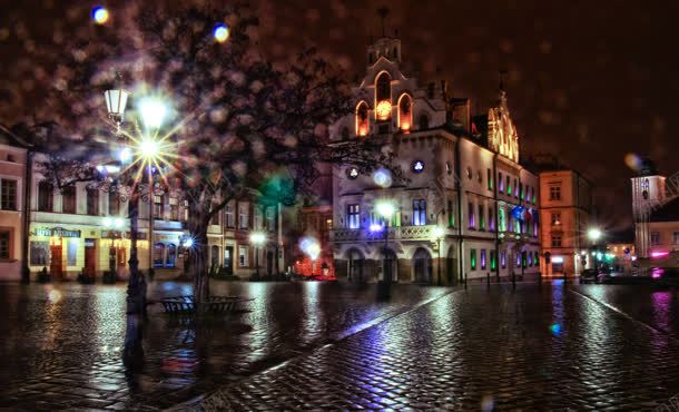 路燈馬路夜晚街景