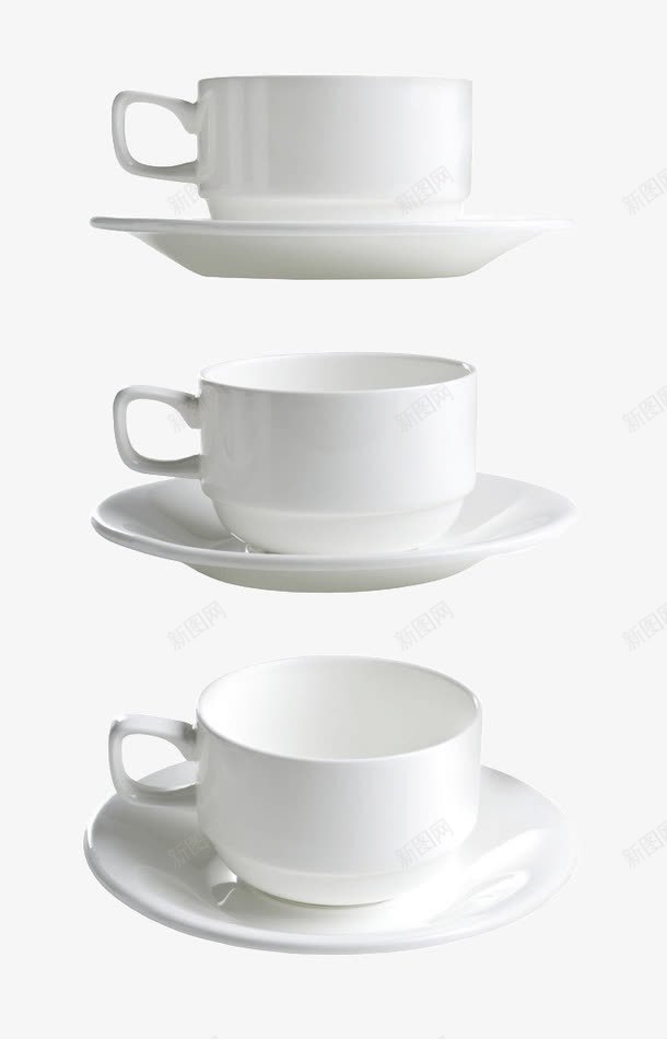 白瓷杯具png免抠素材_新图网 https://ixintu.com 咖啡杯 瓷器 碟子 茶杯