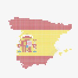 彩色西班牙地图素材
