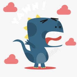 蓝色个性尾戒伸开舌头的恐龙卡通矢量图高清图片