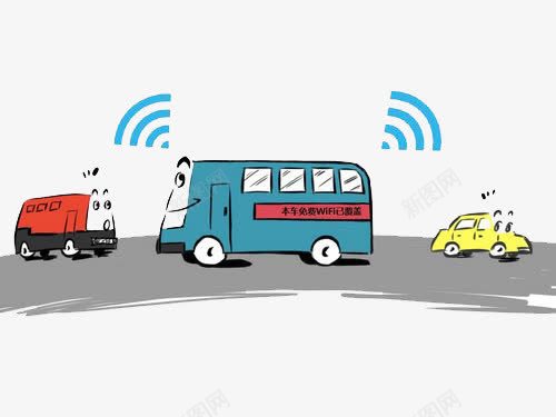 WIFI卡通车png免抠素材_新图网 https://ixintu.com WIFI 可爱卡通车 大巴 故事 蓝色 趣味