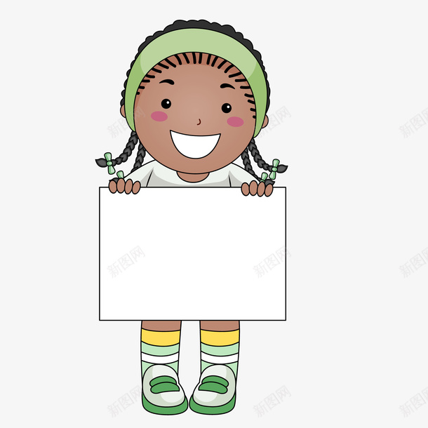 拿着白板的小女孩png免抠素材_新图网 https://ixintu.com 举牌 人物设计 卡通 小女孩 手绘 白板 笑容