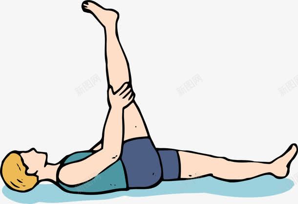 平躺抬腿动作png免抠素材_新图网 https://ixintu.com 卡通手绘 康复训练 热身动作 热身运动 理疗 瑜伽 运动康复