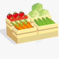 手绘菜篮子形状植物蔬菜高清图片