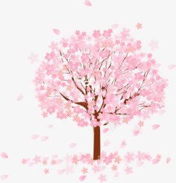 创意手绘粉红色的桃花开花的季节素材