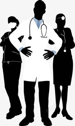 护士节装饰素材黑白医生护士剪影矢量图高清图片