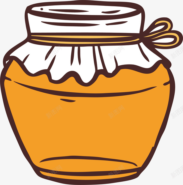 卡通手绘蜂蜜蜜罐png免抠素材_新图网 https://ixintu.com 卡通手绘 矢量图案 罐子 蜂蜜 蜜罐 食物