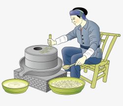 石磨豆浆的制作磨豆浆高清图片