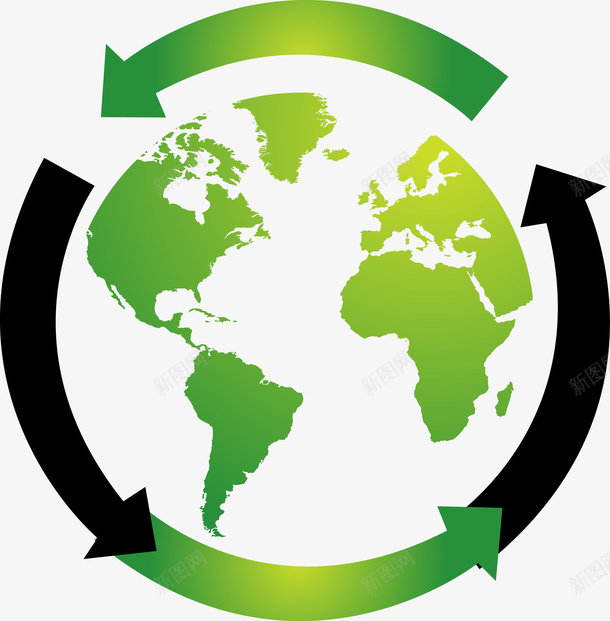 绿色环保地球图标png_新图网 https://ixintu.com 低能耗 可再生能源 可回收 回收利用 图标 垃圾桶 废品回收利用 环保 生态标志 绿叶 绿色 绿色环保