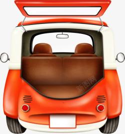 汽车后备箱隔板卡通橘色汽车后备箱高清图片