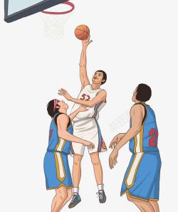 跨栏的田径运动员手绘篮球比赛高清图片