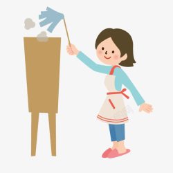 打扫小人白领卡通小人打扫卫生的妈妈图标高清图片