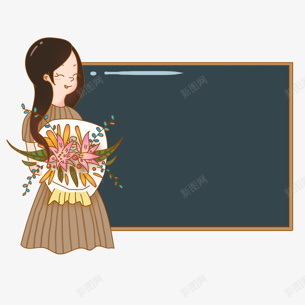 教师节卡通讲台上的女老师png免抠素材_新图网 https://ixintu.com 卡通 卡通人物女教师 女老师手捧鲜花 手抄报 手抄报装饰 教师节 老师 讲台上的女老师