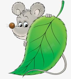 老鼠卡通图拿着树叶的小老鼠高清图片