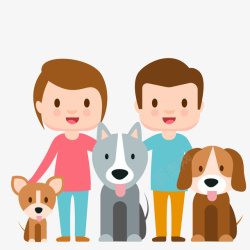 关爱动物展架一对情侣和三条小狗矢量图高清图片