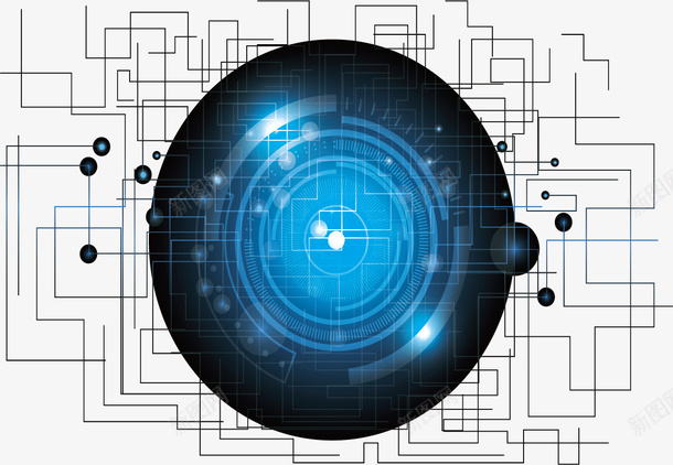 科技光特效智能眼矢量图ai免抠素材_新图网 https://ixintu.com 人工智能 智能眼 特效光 眼球特效 科技光 纹路 矢量图