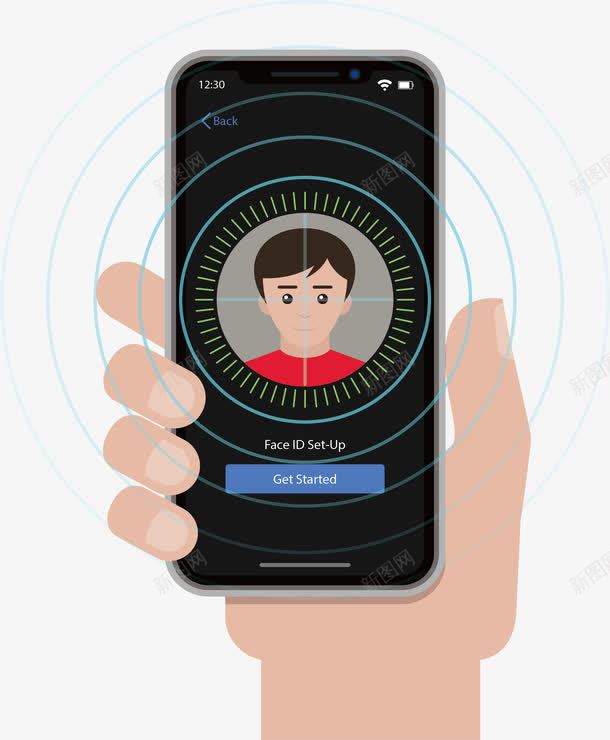 手机人脸识别png免抠素材_新图网 https://ixintu.com X iPhone 人脸识别 手拿手机 手机 矢量png 面部识别