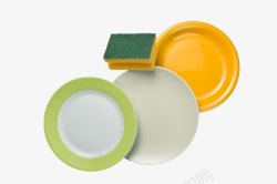 清洗彩色餐具瓷盘素材