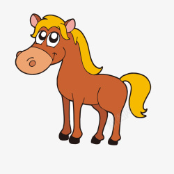 卡通马匹手绘棕色的小马矢量图高清图片