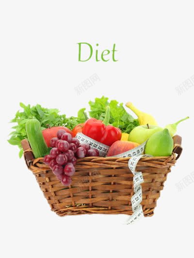 蔬菜水果篮png免抠素材_新图网 https://ixintu.com 健康 减肥塑身 平衡饮食 番茄 苹果 葡萄