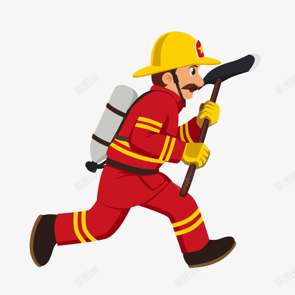 卡通奔跑的消防人员png免抠素材_新图网 https://ixintu.com 人物设计 卡通 卡通消防员救援 奔跑 救援 消防人员 红色