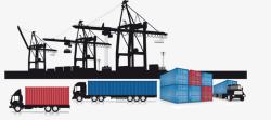 蓝色集装箱货车集装箱港口高清图片