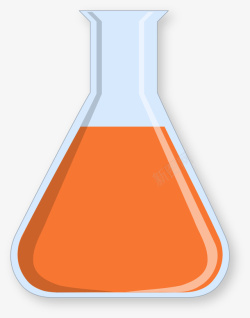 卡通锥形瓶橙色扁平风格玻璃瓶高清图片